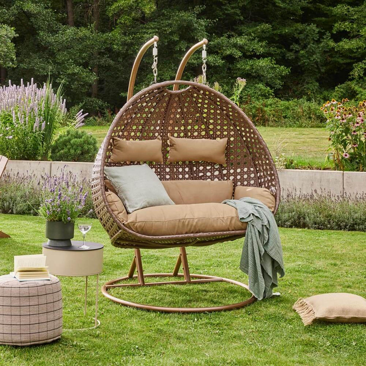HÄNGESESSEL TWIN - Farbe: Braun, Ausstattung: Pure - Braun, Kunststoff (145/126/74cm) - Home Deluxe