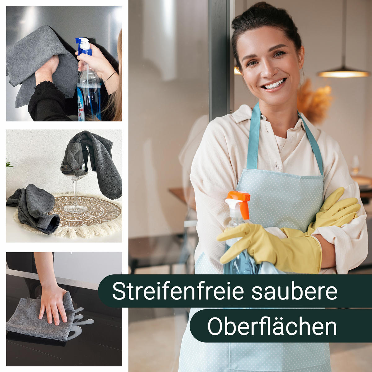 REINIGUNGSTÜCHER, 10er-Set, 40x40 cm, 80% Polyester, 20% Polyamid, Grau - Anthrazit, Textil (40/40cm) - Zollner