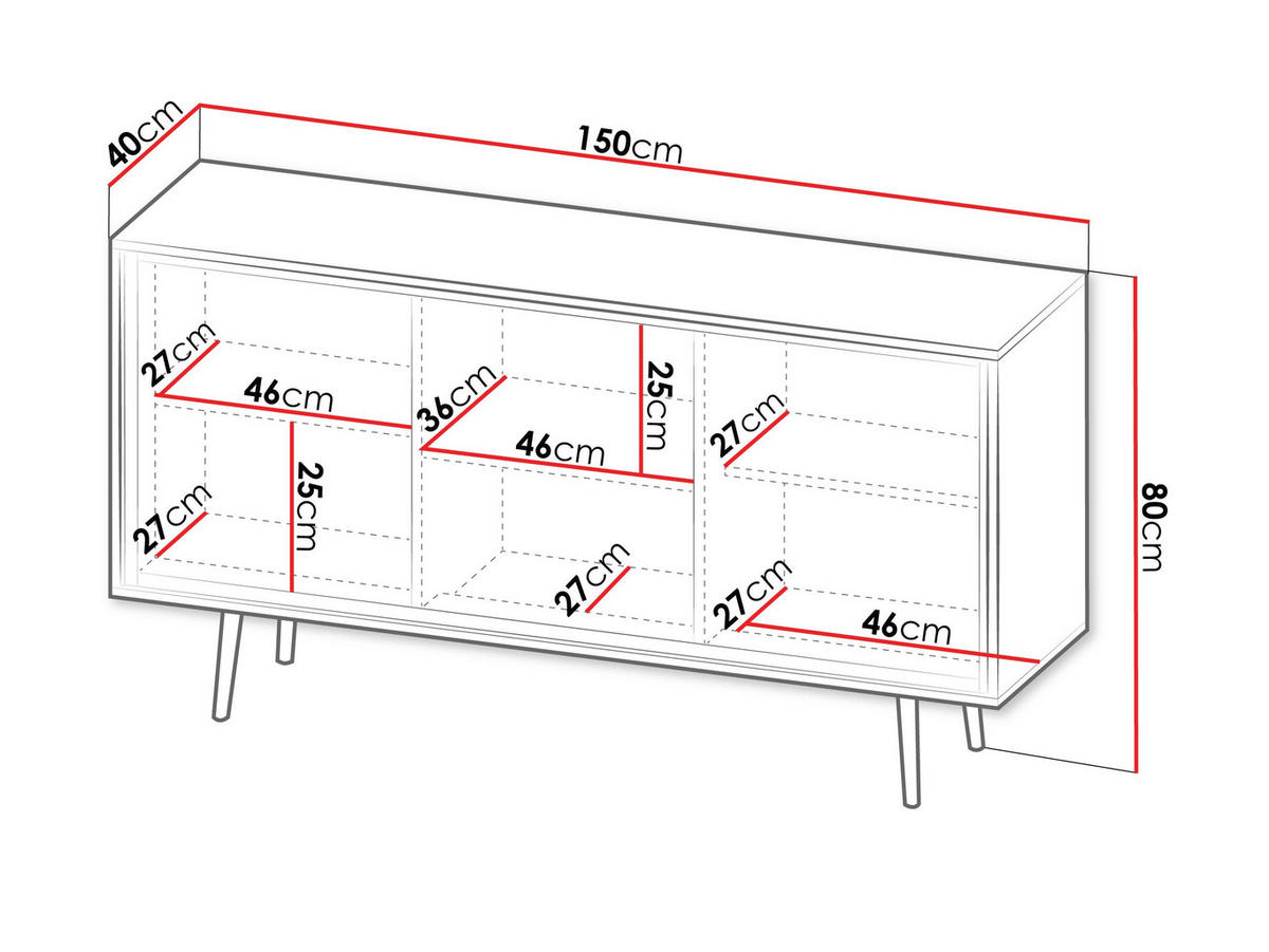 KOMMODE Tori 01 - Kaschmir/Goldfarben, Holzwerkstoff/Metall (150/80/40cm) - MIRJAN24