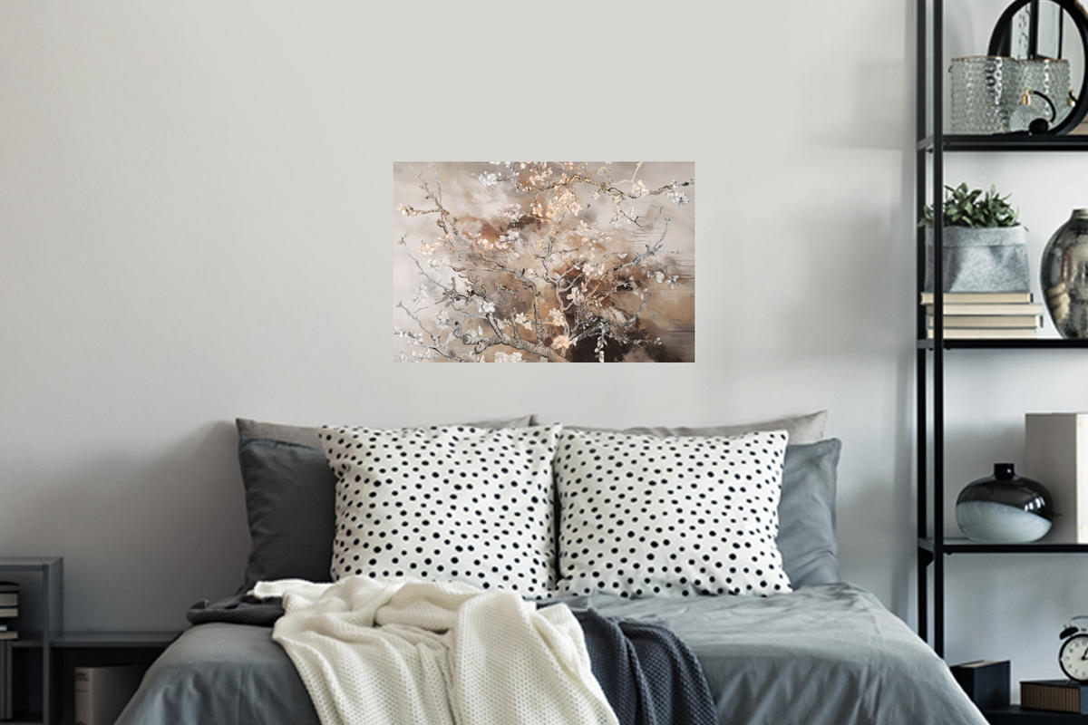 WANDTATTOO Mandelblüte - Kunst - Van Gogh - Beige - Abstrakt 60x40 cm - Braun, Kunststoff (60/40cm) - MuchoWow