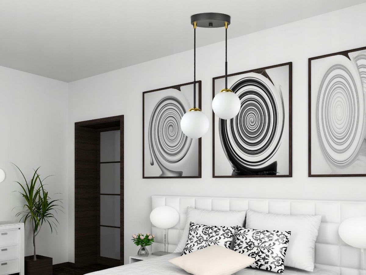 PENDELLEUCHTE Milano Glas - Goldfarben/Schwarz, Glas/Metall (30/30/90cm) - kiki design