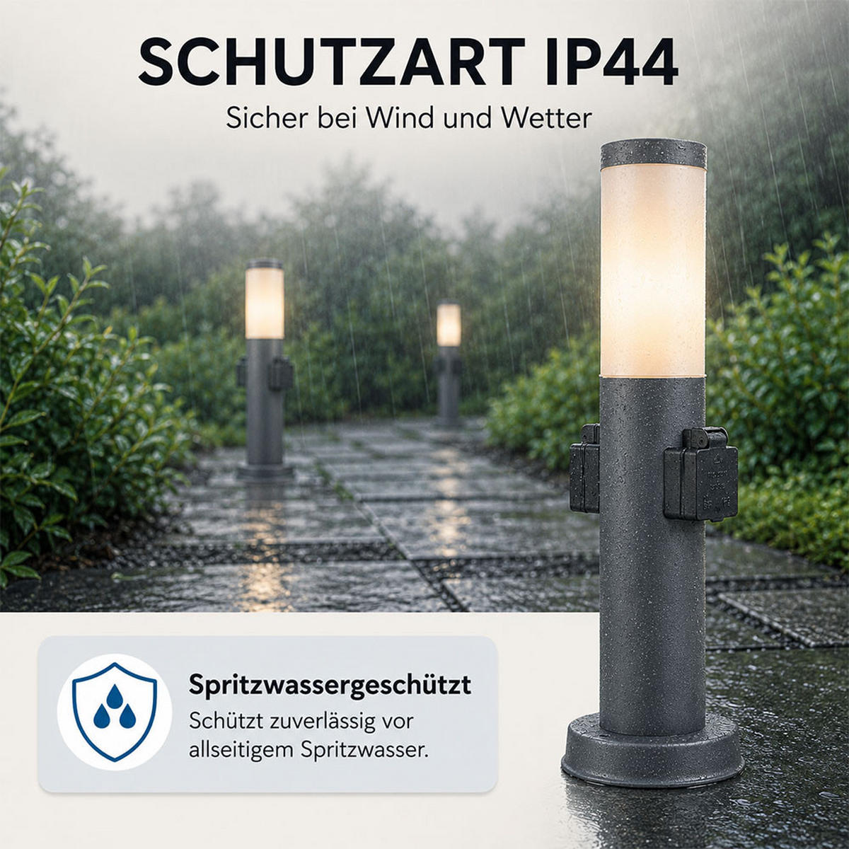 LED WEGELEUCHTE Edelstahl Anthrazit BOSTON - Anthrazit, Metall (12.7/12.7/45cm)
