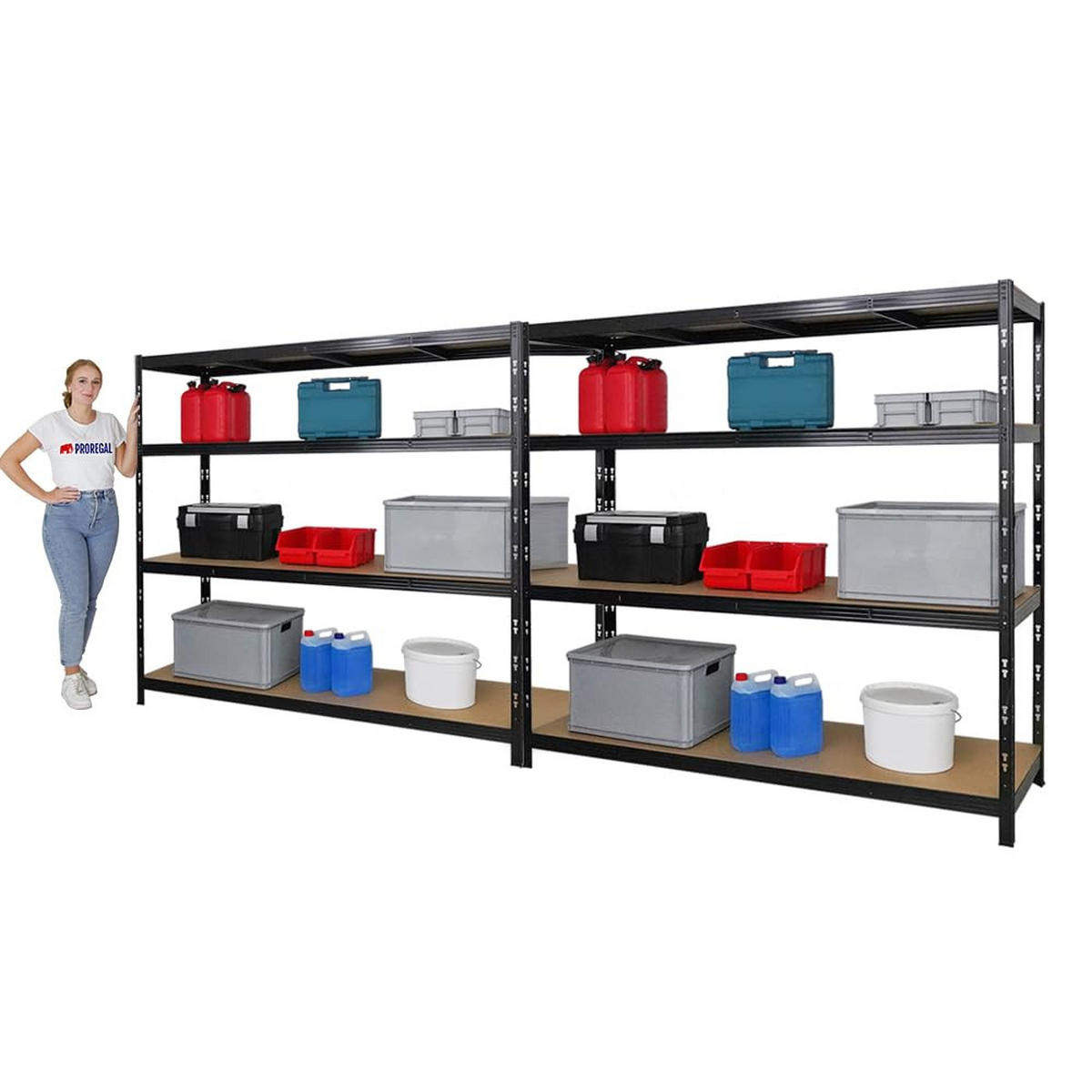 SCHWERLASTREGAL Goliath 2er-Set mit 2x 180x200x60 cm Fachlast 350 kg Schwarz - Schwarz, Metall (400/180/60cm) - PROREGAL