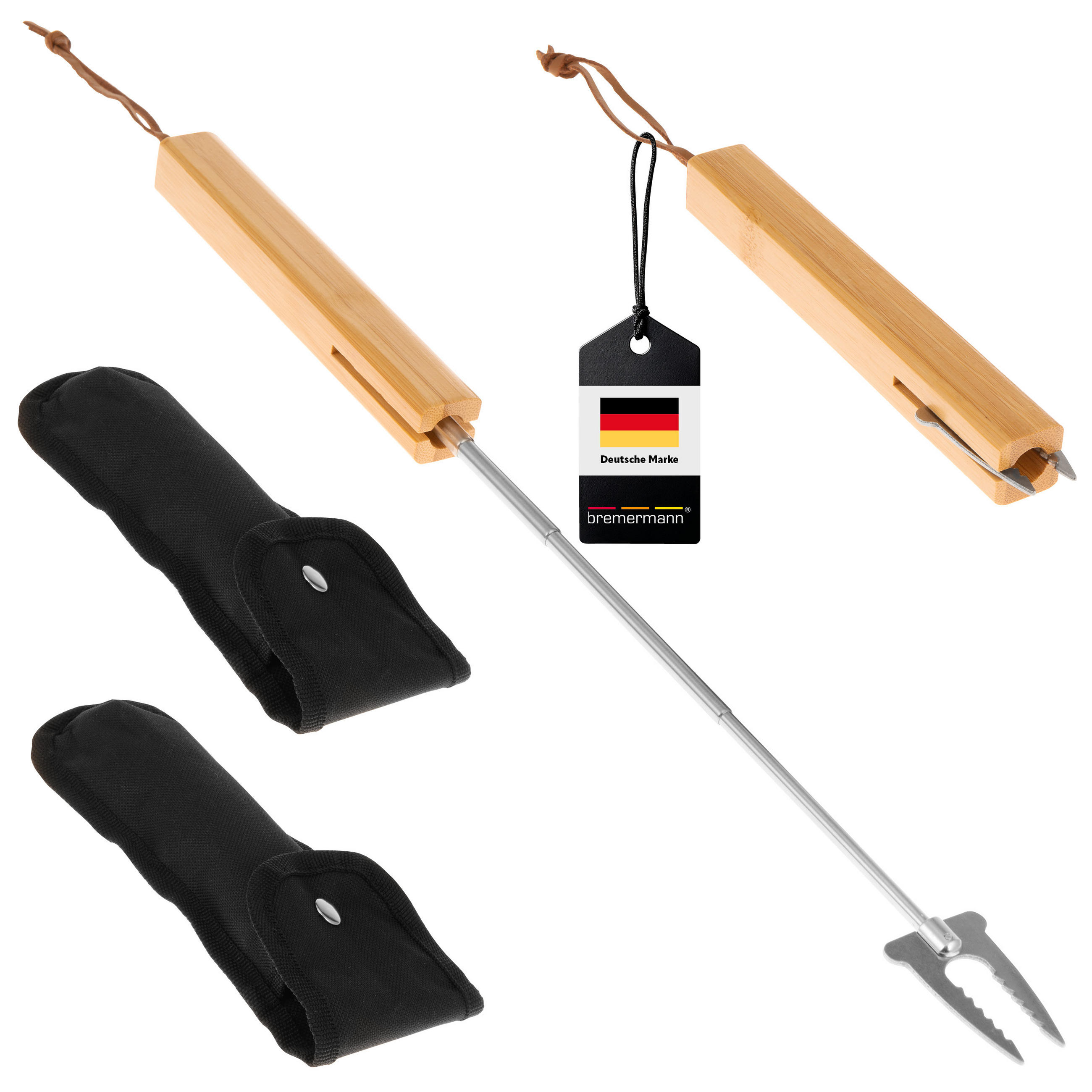 TELESKOP-GRILLGABEL 2er-Set, Edelstahl - Edelstahlfarben, Metall (8cm) - bremermann