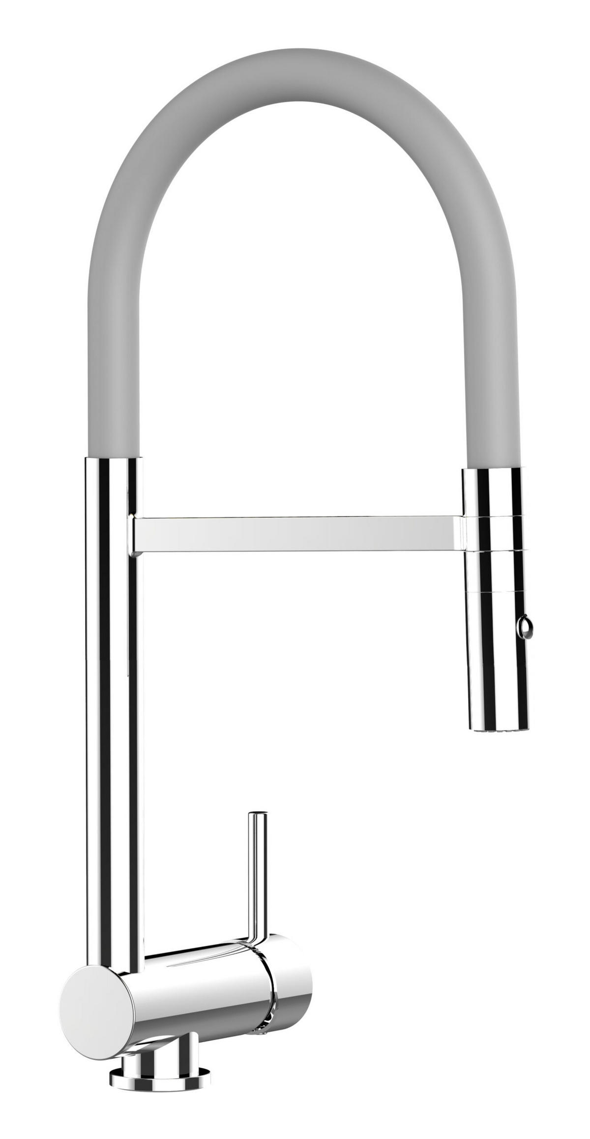 VORFENSTER-KÜCHENARMATUR, Umklappbar 6 CM, Verchromt und Grau, 2-Strahl-Brause - Grau, Metall (21.3/48.2/21.3cm) - VIZIO