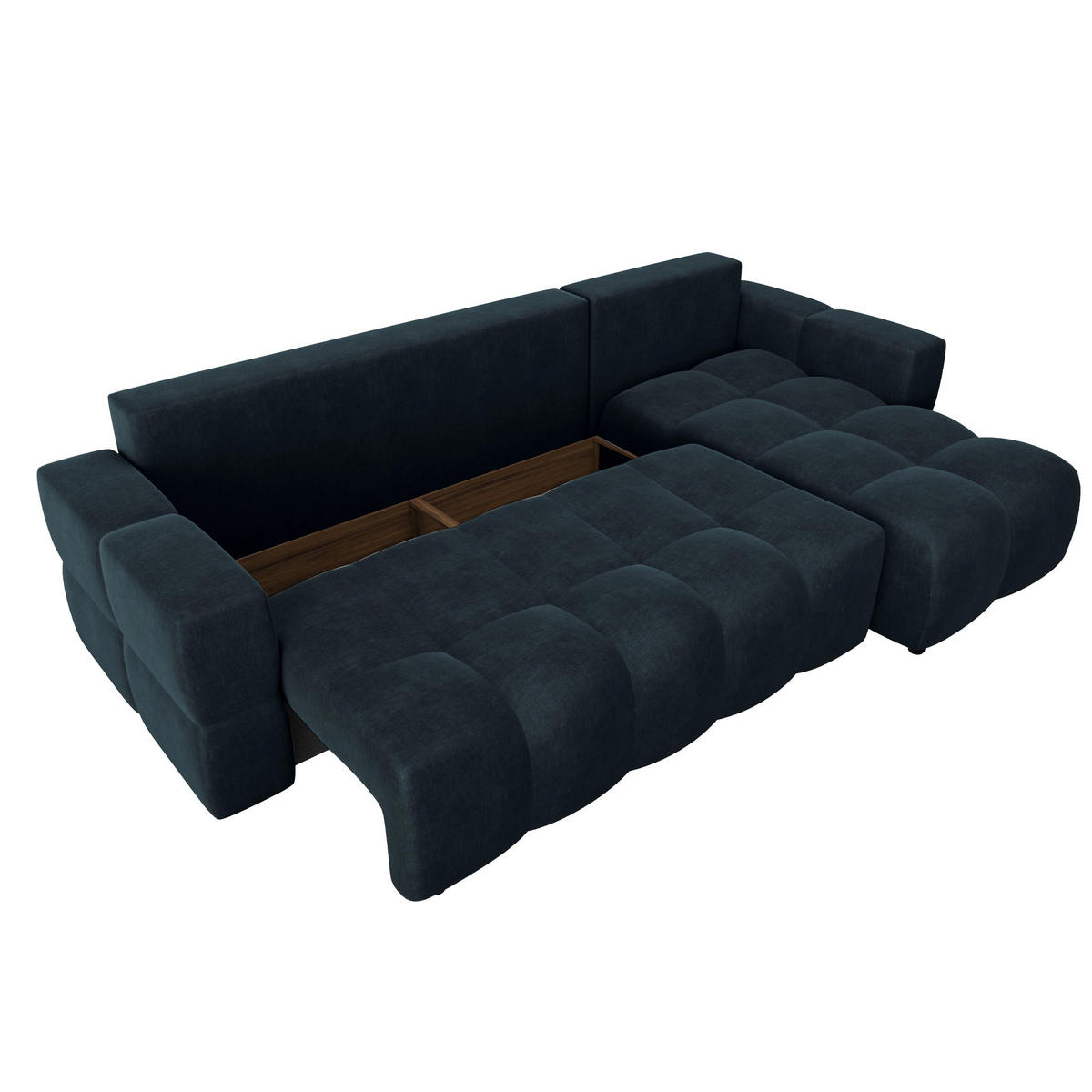 ECKSOFA RECHTS Samt Pfauenblau 286cm - Blau/Hellblau, Textil (286/169cm) - Sia Home