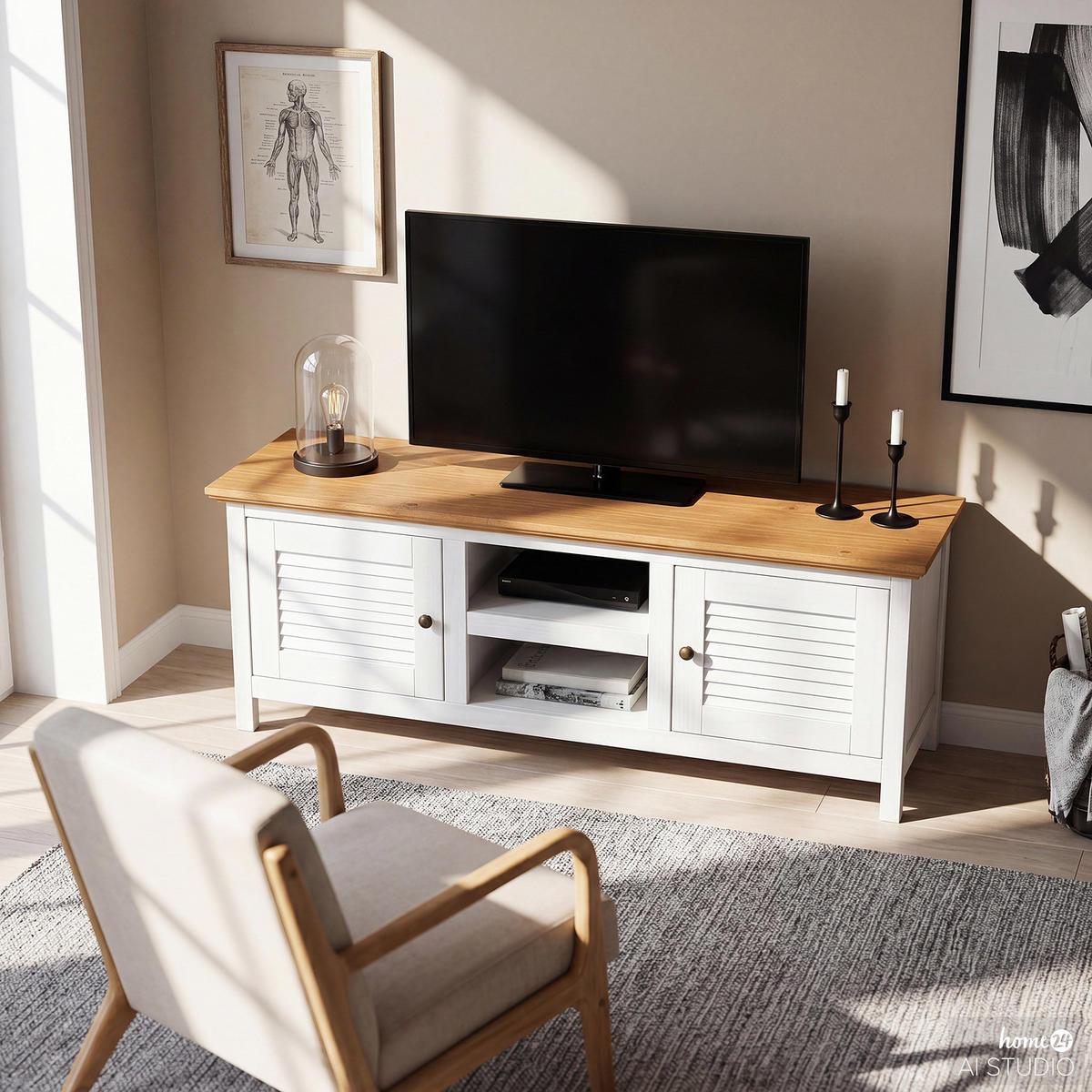MASSIVES TV-LOWBOARD - Kiefer massiv - 150 cm - Braun/Kieferfarben, Holz/Metall (150/55/42cm) - home24