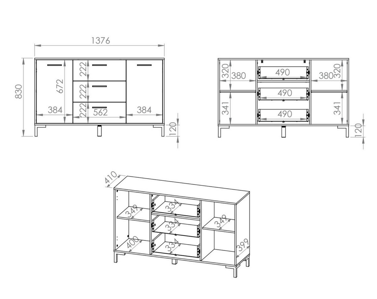 SIDEBOARD NEVIO Beige 138x40x83 cm - Beige, Holzwerkstoff (138/83/40cm) - FURNLUX