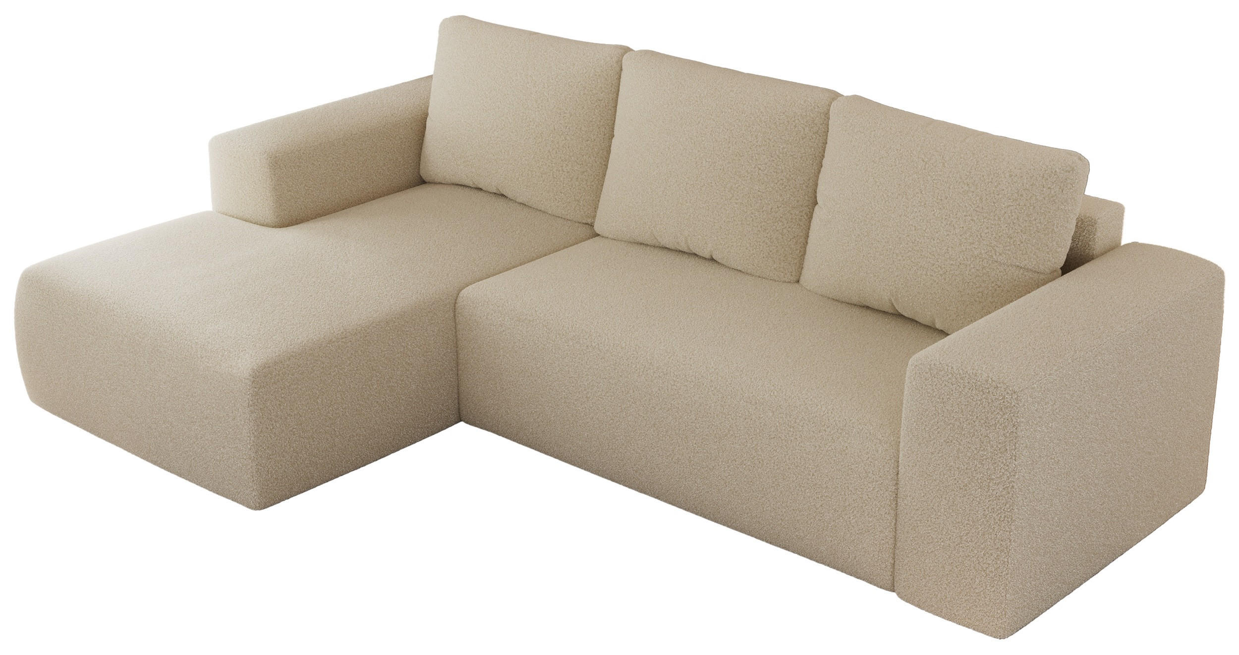 ECKSOFA TRENTINO L Beige Boucle - Links - Beige/Schwarz, Textil (266/164cm) - MKS