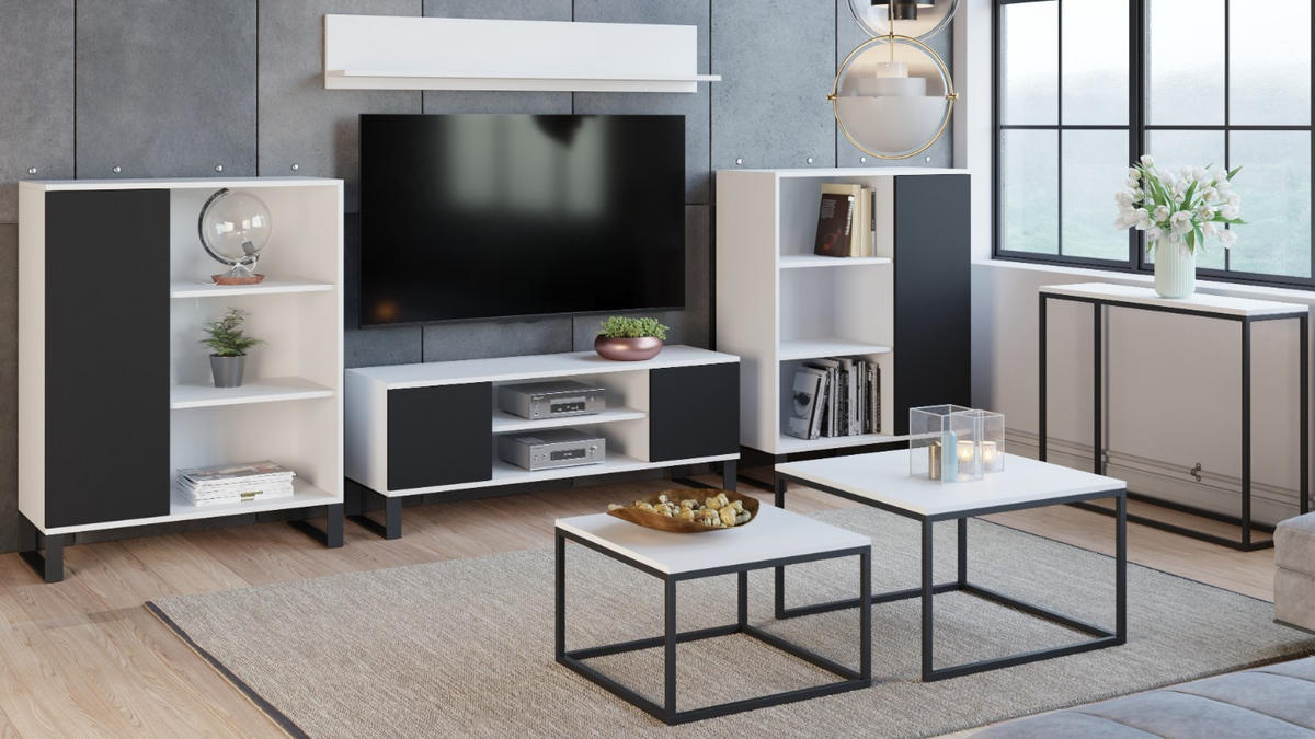 BÜCHERREGAL Fondi - Schwarz/Weiß, Holzwerkstoff (40/116/90cm) - RAUMHIRSCH FURNITURE