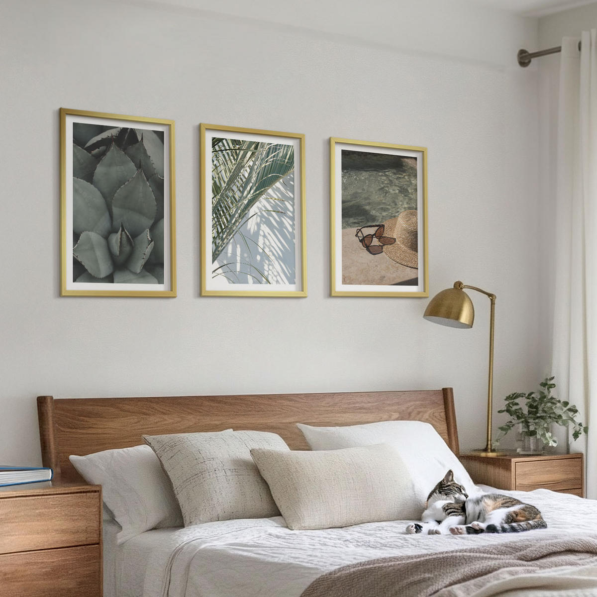 WANDBILDER 3er Set - 40x60 cm Goldrahmen - Tropische Pflanzen für den Urlaub - Goldfarben, Kunststoff (40/60cm) - ArtPrintCave