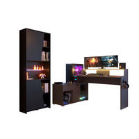 GAMING Schreibtisch Parisot Work 2-tlg. Holznachbildung Grau/Schwarz - Schwarz/Grau, Kunststoff (200/100/95cm) - 58aufmkessel