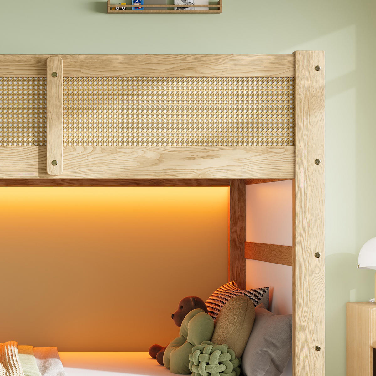 HOCHBETT mit LED-Lichtleiste 90x200 cm Natur Weiß - Weiß, Holz (90/200cm) - Meubliv