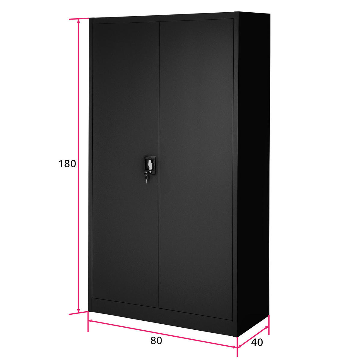 AKTENSCHRANK Blain,180 x 80 x 40 cm,schwarz - Schwarz, Metall (40/180/80cm) - tectake