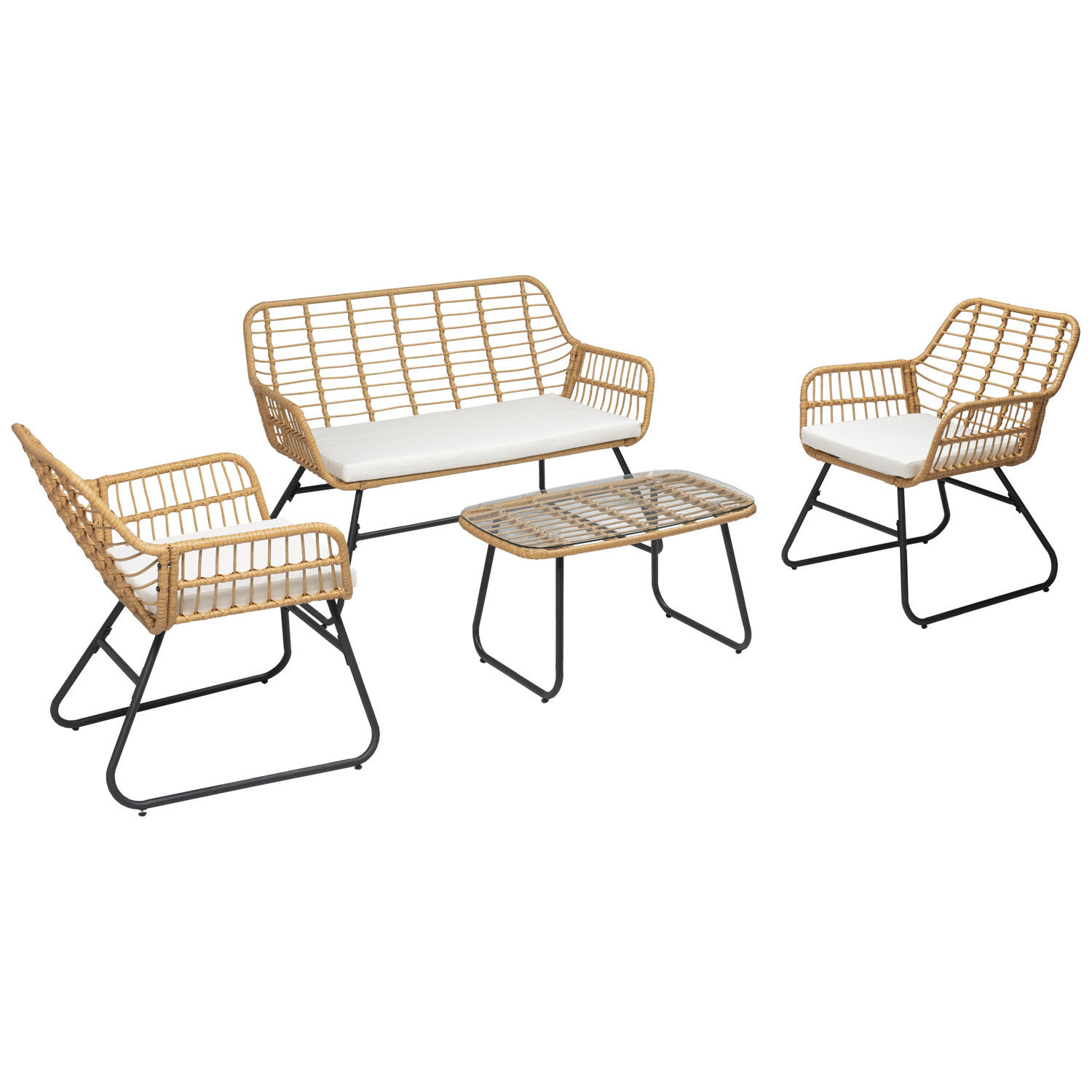 GARTENMÖBEL Tiga Creme 4 Plätze - Beige, Kunststoff - Happy Garden