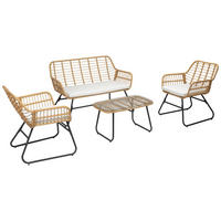 GARTENMÖBEL Tiga Creme 4 Plätze - Beige, Kunststoff - Happy Garden