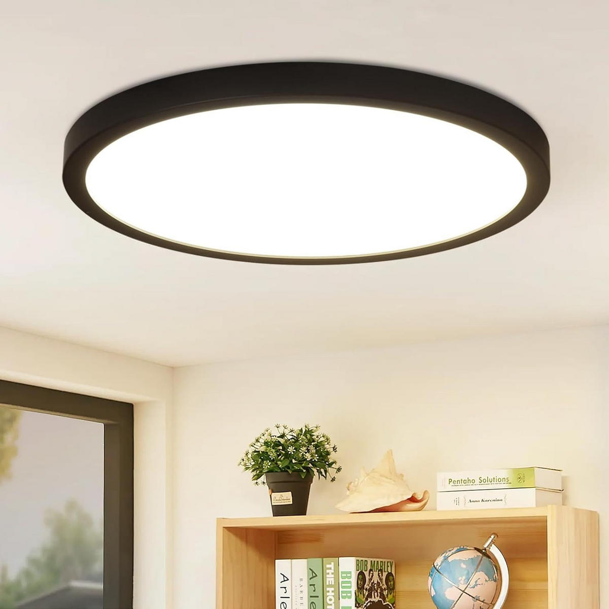 LED-DECKENLEUCHTE Hardy 23/23/3 cm - Schwarz, Kunststoff (23/23/3cm) - Nettlife