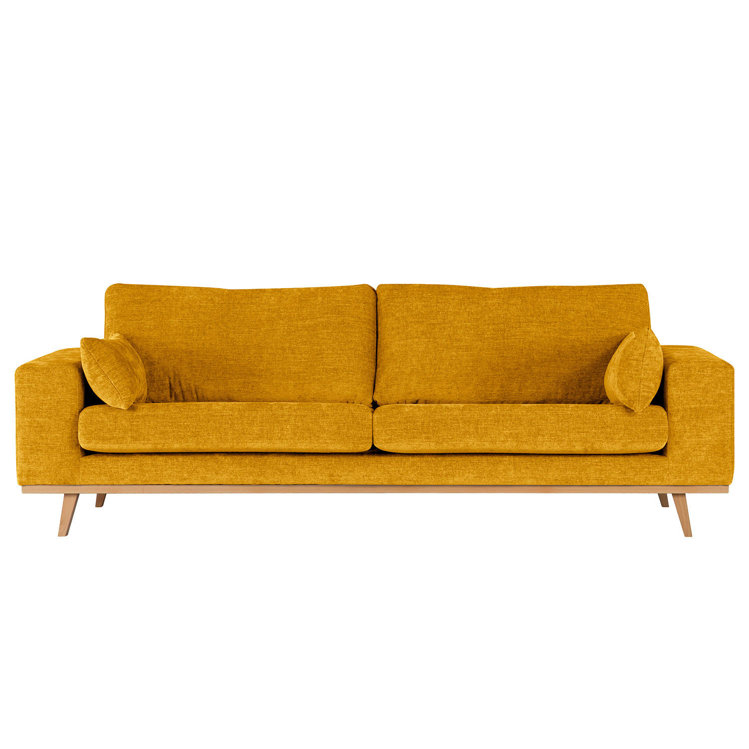 3-SITZER SOFA - Gelb/Buchefarben, Buchenholz/Textil (237/81/88cm) - home24