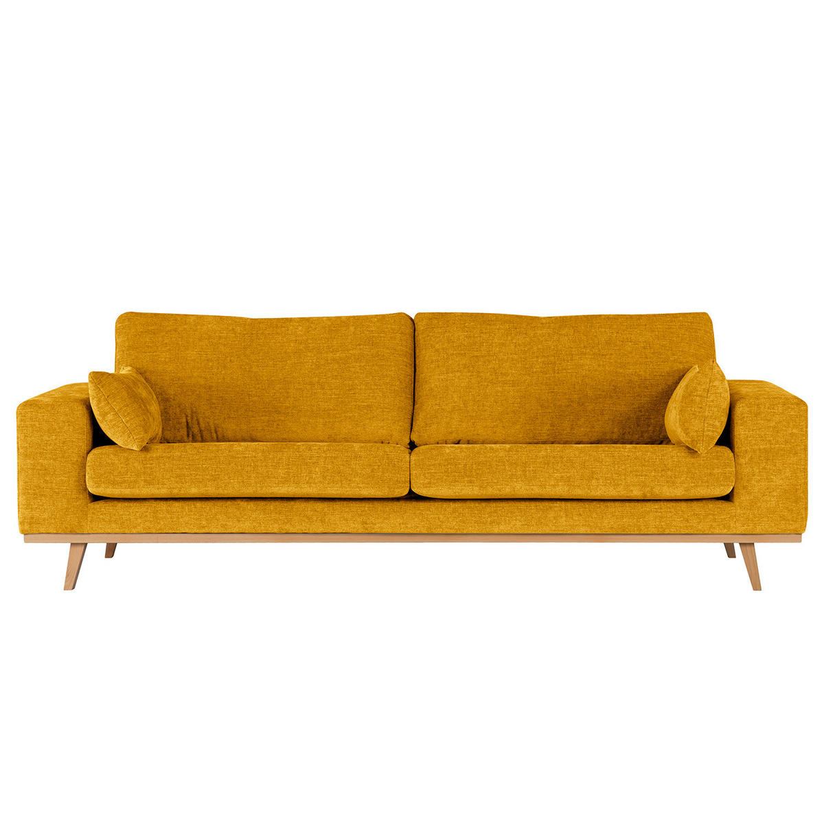 3-SITZER SOFA - Gelb/Buchefarben, Buchenholz/Textil (237/81/88cm) - home24