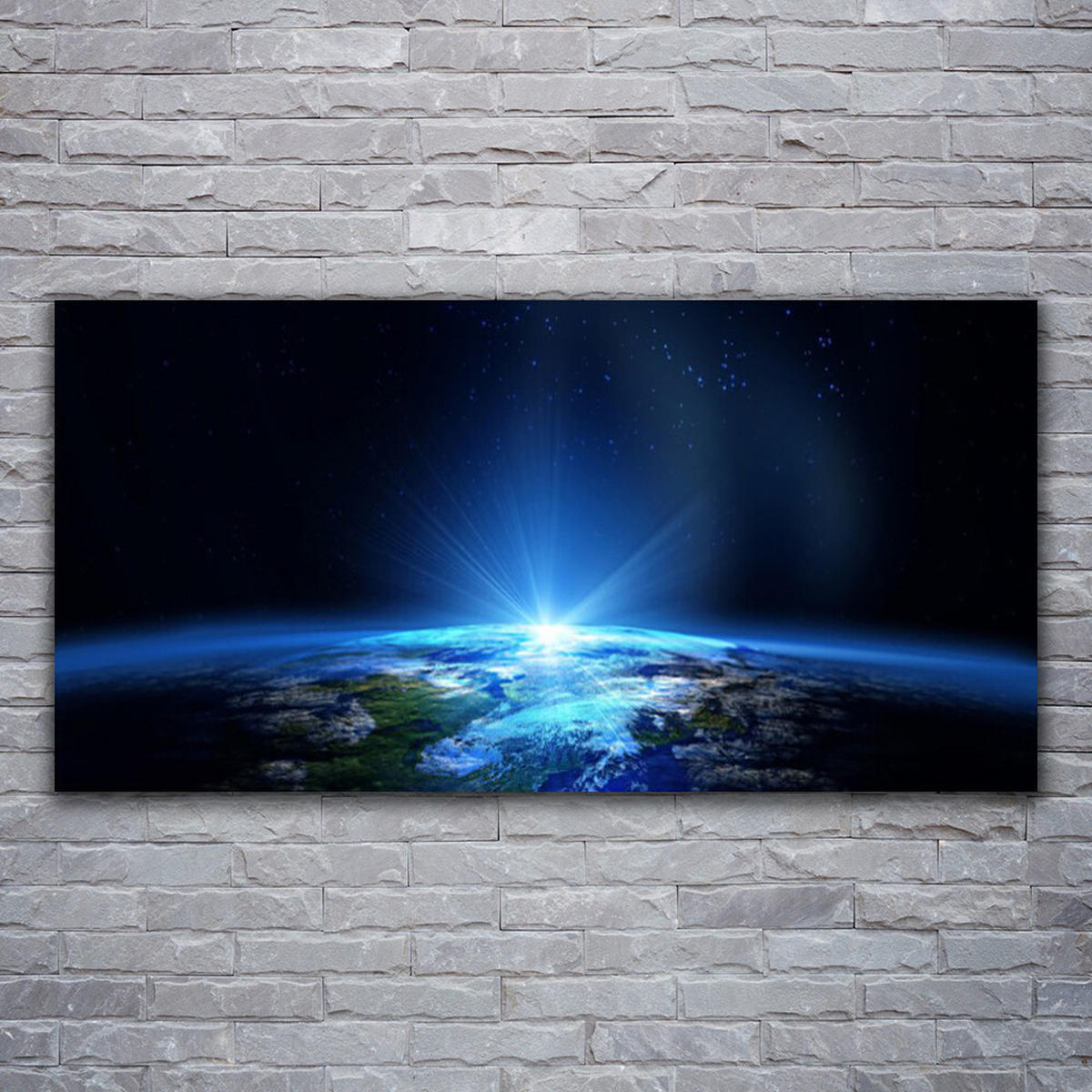 LEINWANDBILD 120x60 cm Planetenhorizont - Blau/Schwarz, Textil (120/4cm) - TULUP