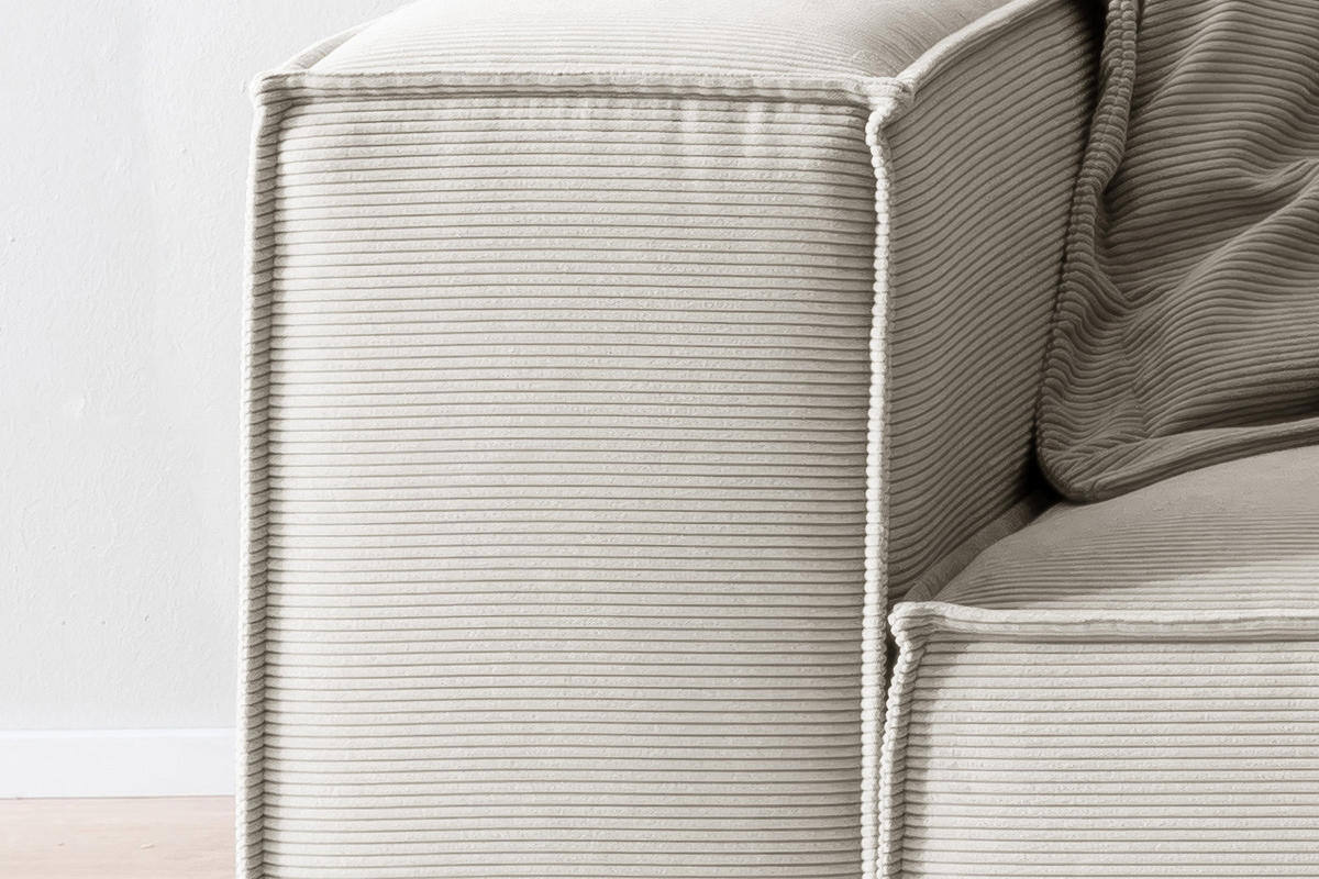 SOFA CARMO Silber Cord - Silberfarben/Schwarz, Kunststoff/Textil (306/68/118cm) - KAWOLA