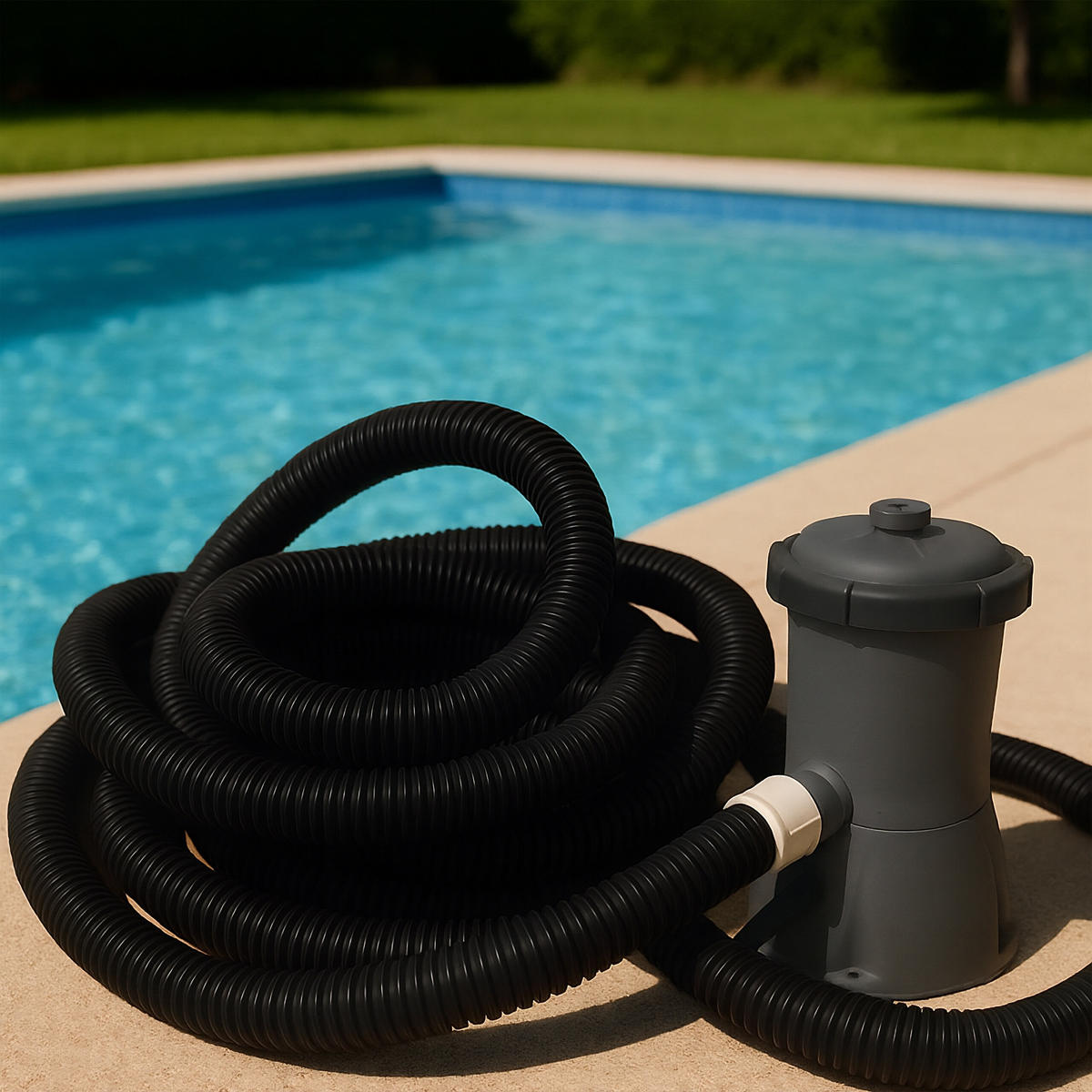 POOLSCHLAUCH - Schwarz, Kunststoff (3.2cm) - Relaxdays