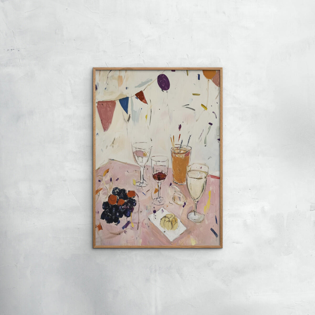 POSTER mit Rahmen Treechild - Party Time No 1 - Eichefarben/Multicolor, Holz/Papier (50/70cm) - Poster&Frame