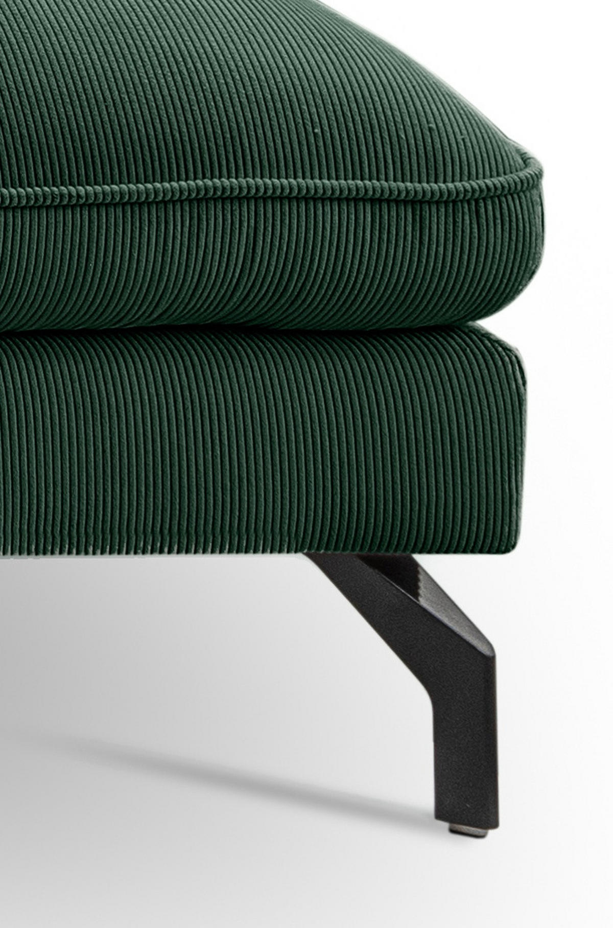 SOFA grün Cord-Stoff 202 x 361 cm, Wohnlandschaft U-Form - Dunkelgrün/Schwarz, Holz/Textil (361/87/202cm) - Inn.Furn