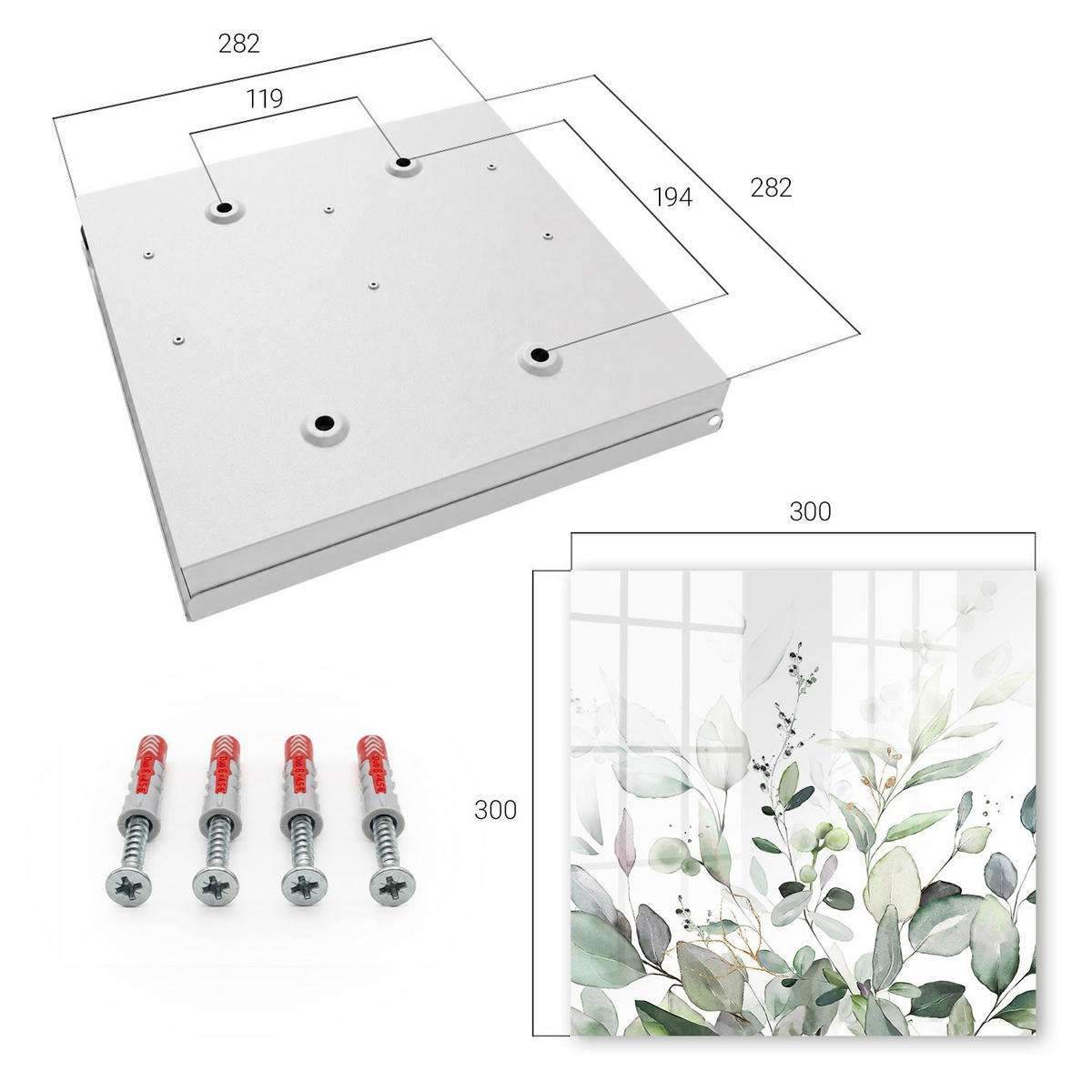 SCHLÜSSELBOX Weiß 30x30 cm – Türöffnung nach rechts - Grüne Eleganz - Grün, Metall (30/30/5cm) - TULUP