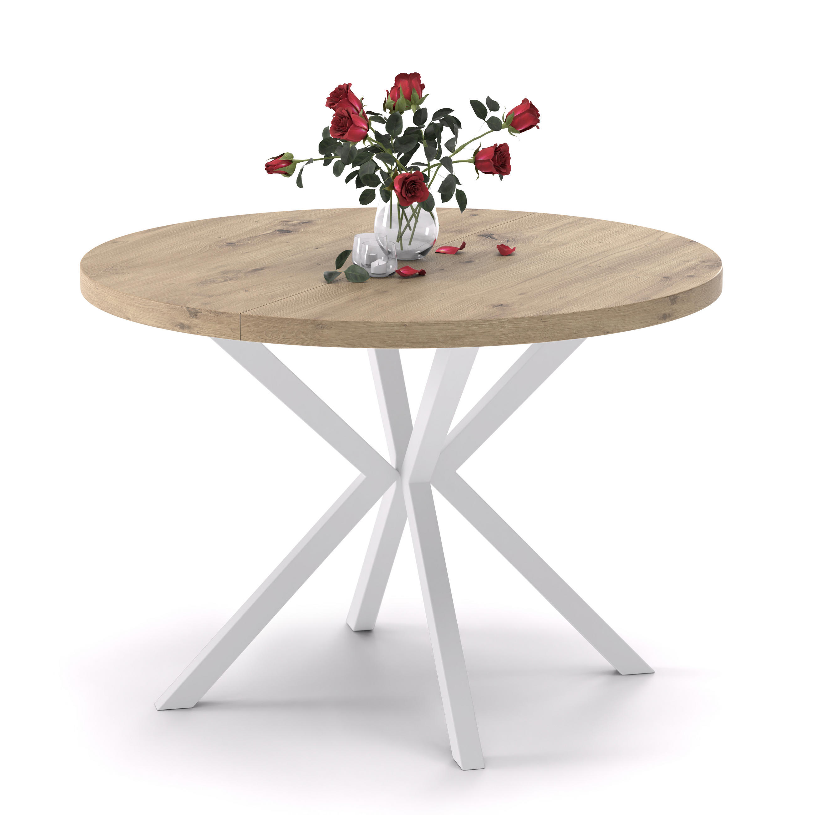 AUSZIEHTISCH MILTON 100-176/76 cm mit Metallgestell, Weiß / Artisan-Eiche - Eiche Artisan/Weiß, Holzwerkstoff/Metall (100/100/76cm) - Idohome