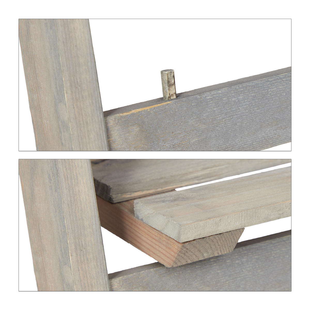 BLUMENTREPPE - Grau, Holz (41/51.5/24cm) - Relaxdays