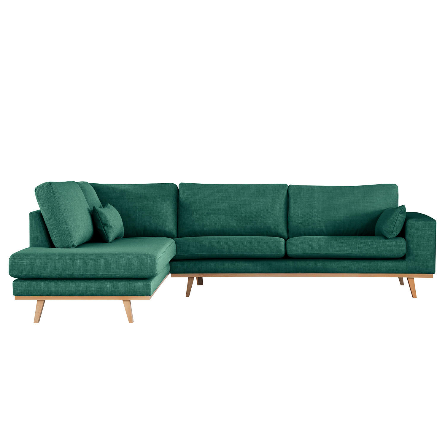 ECKSOFA mit Ottomane - Dunkelgrün/Buchefarben, Textil (287/219cm) - home24