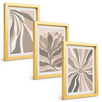 BILDER SET 3er Set - 20x30 cm Goldrahmen - Abstrakte Pflanzenmuster - Goldfarben, Kunststoff (20/30cm) - TULUP