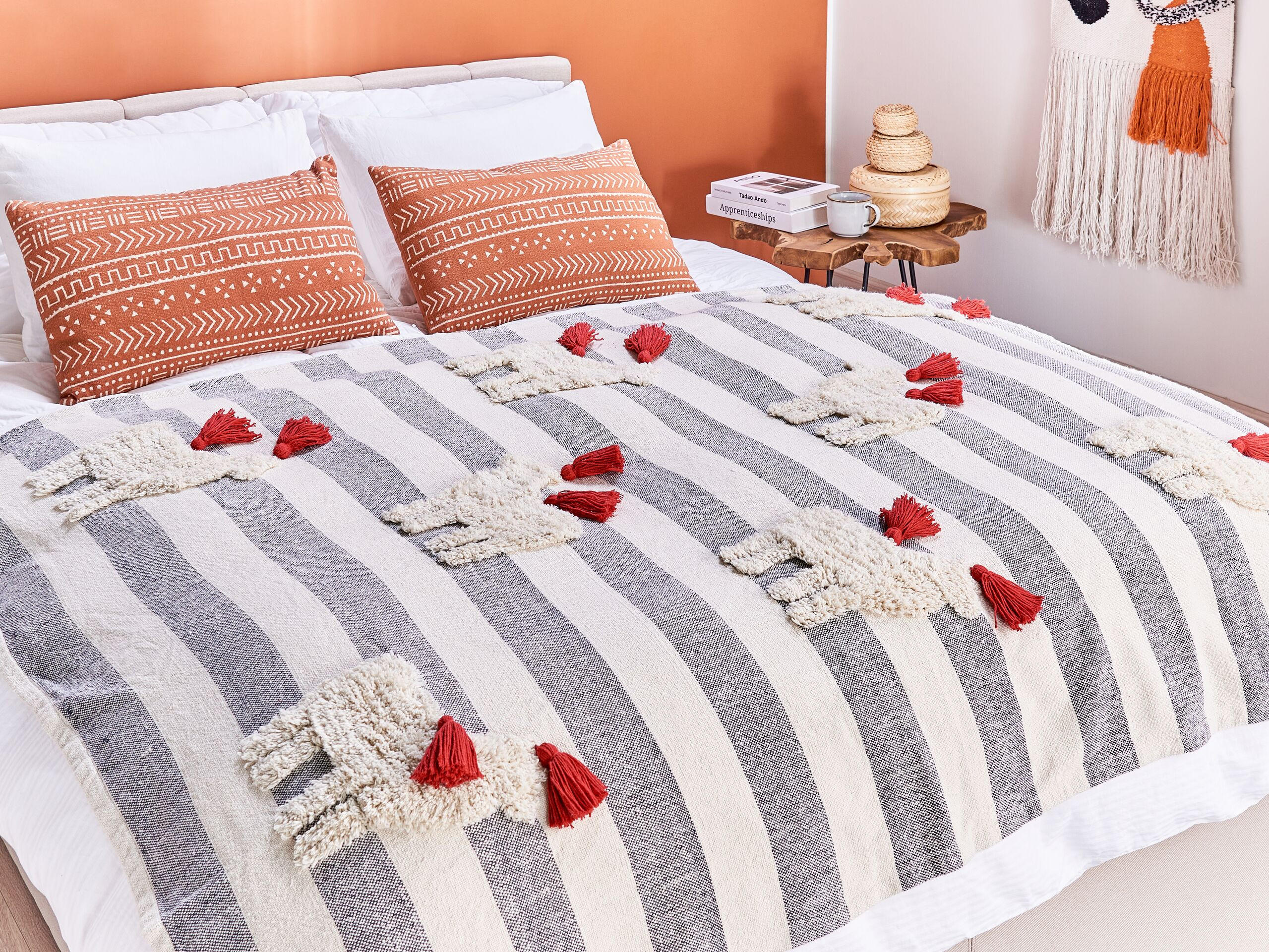 DECKE Weiß Namtar 125/150 cm - Weiß, Naturmaterialien/Textil (125/150cm) - Beliani