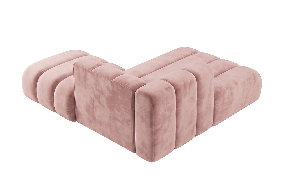 CHAISELONGUE Modulare Mit Hocker, Velvet-Stoff Riviera, Hellrosa, Rechts, GRAND - Hellrosa, Holz (204/179cm) - Kaiser Möbel