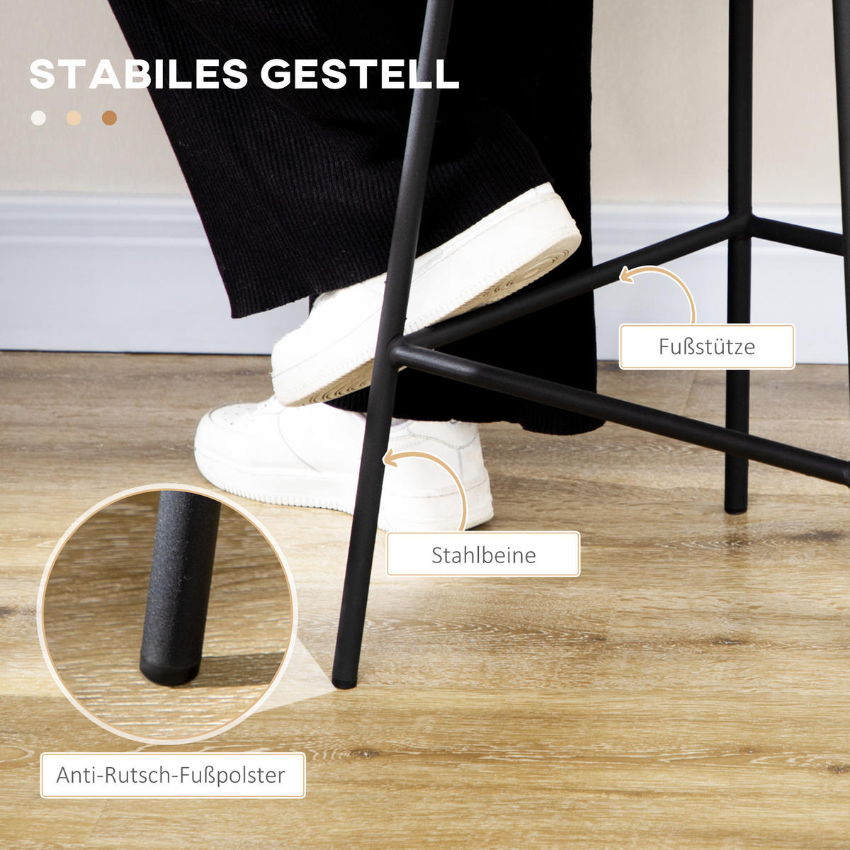 BARHOCKER 2er-Set - Schwarz, Kunststoff (52/102/42.5cm) - HOMCOM