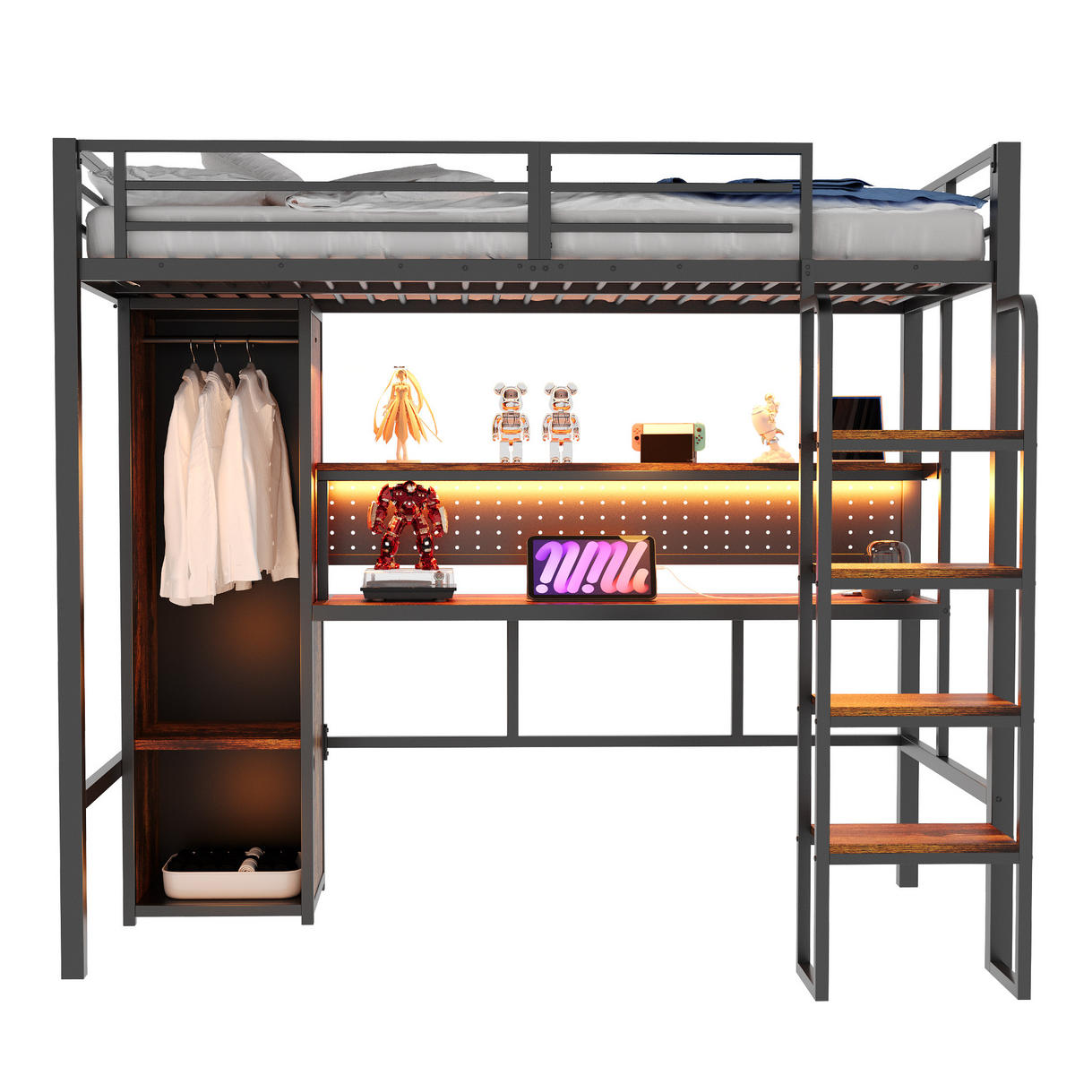 HOCHBETT Metall 90/200 cm Schwarz - Schwarz, Holzwerkstoff/Metall - Raumix