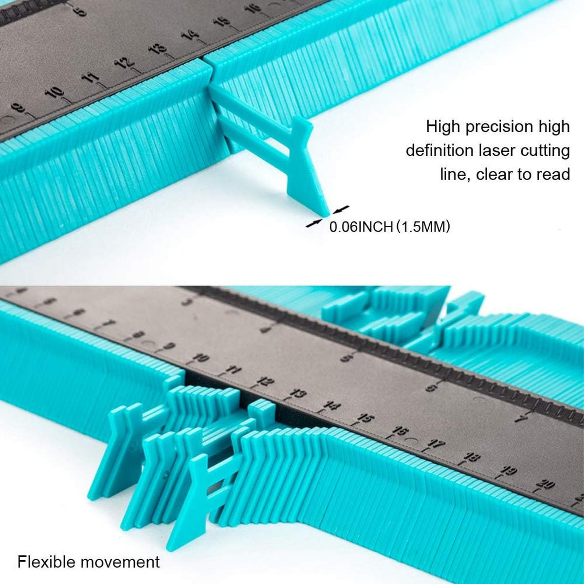 MESSLINEAL – 12,7 cm (5 Zoll) – geeignet zum präzisen Abmessen unregelmäßiger Formen, grün - Multicolor, Kunststoff (12/1/1cm) - DCA