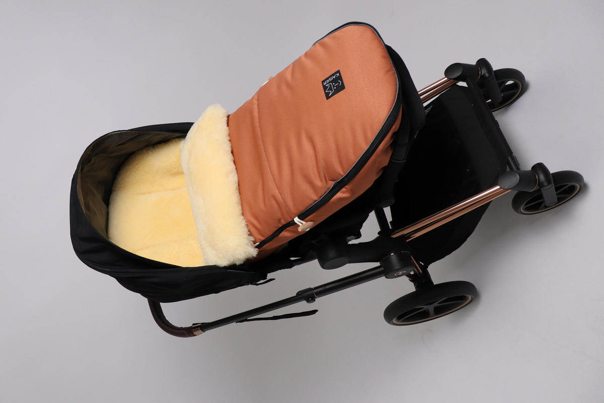 LAMMFELL-FUSSSACK Love the Nature, coral gold - Orange, Fell (44/95cm) - Kaiserbaby
