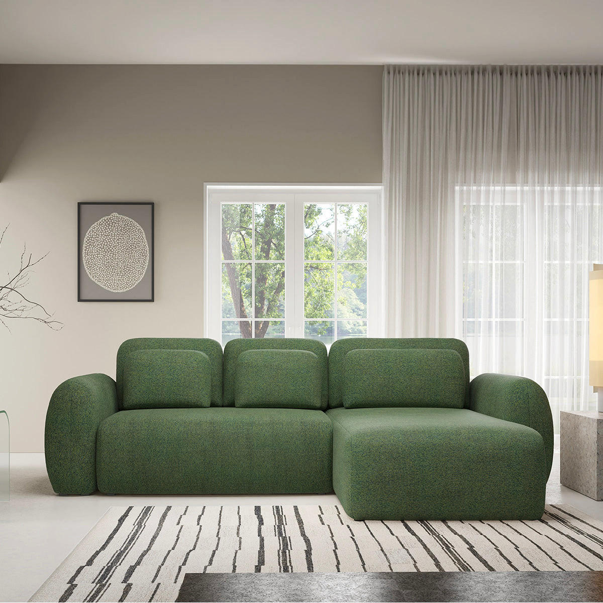 ECKSOFA Carmela 3 Sitzplätze Grün - Grün, Holz (304/190cm) - Petits-meubles