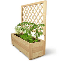 PFLANZKASTEN mit Rankgitter THIO Inkl. Vlies 98cm Breit - Braun, Holz (98/104/34cm) - DELUKE