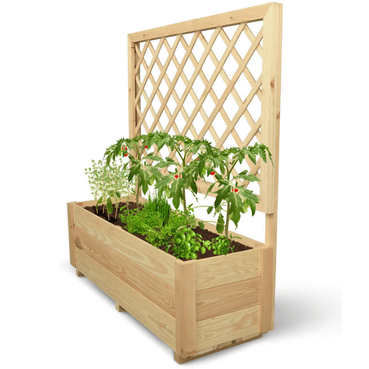 PFLANZKASTEN mit Rankgitter THIO Inkl. Vlies 98cm Breit - Braun, Holz (98/104/34cm) - DELUKE