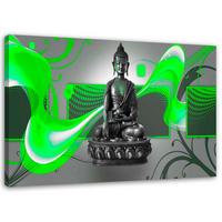 LEINWANDBILD Buddha Abstrakt 120x80cm - Grün, Textil (120/80cm) - Feeby