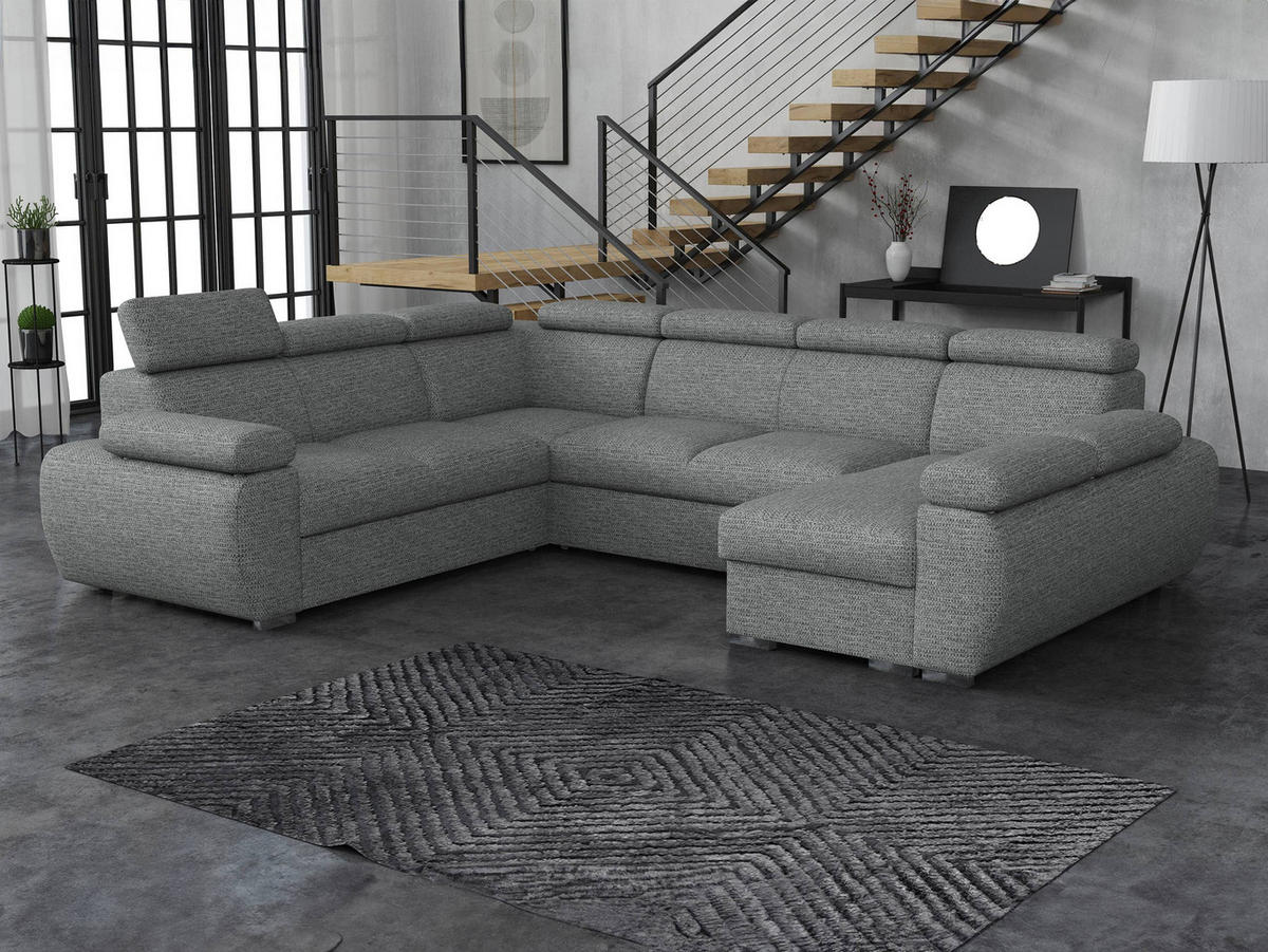 WOHNLANDSCHAFT Boston U, Seite: Rechts - 2R+R+2P+LC - Chromfarben/Silberfarben, Holz/Textil (325/98/260cm) - MIRJAN24