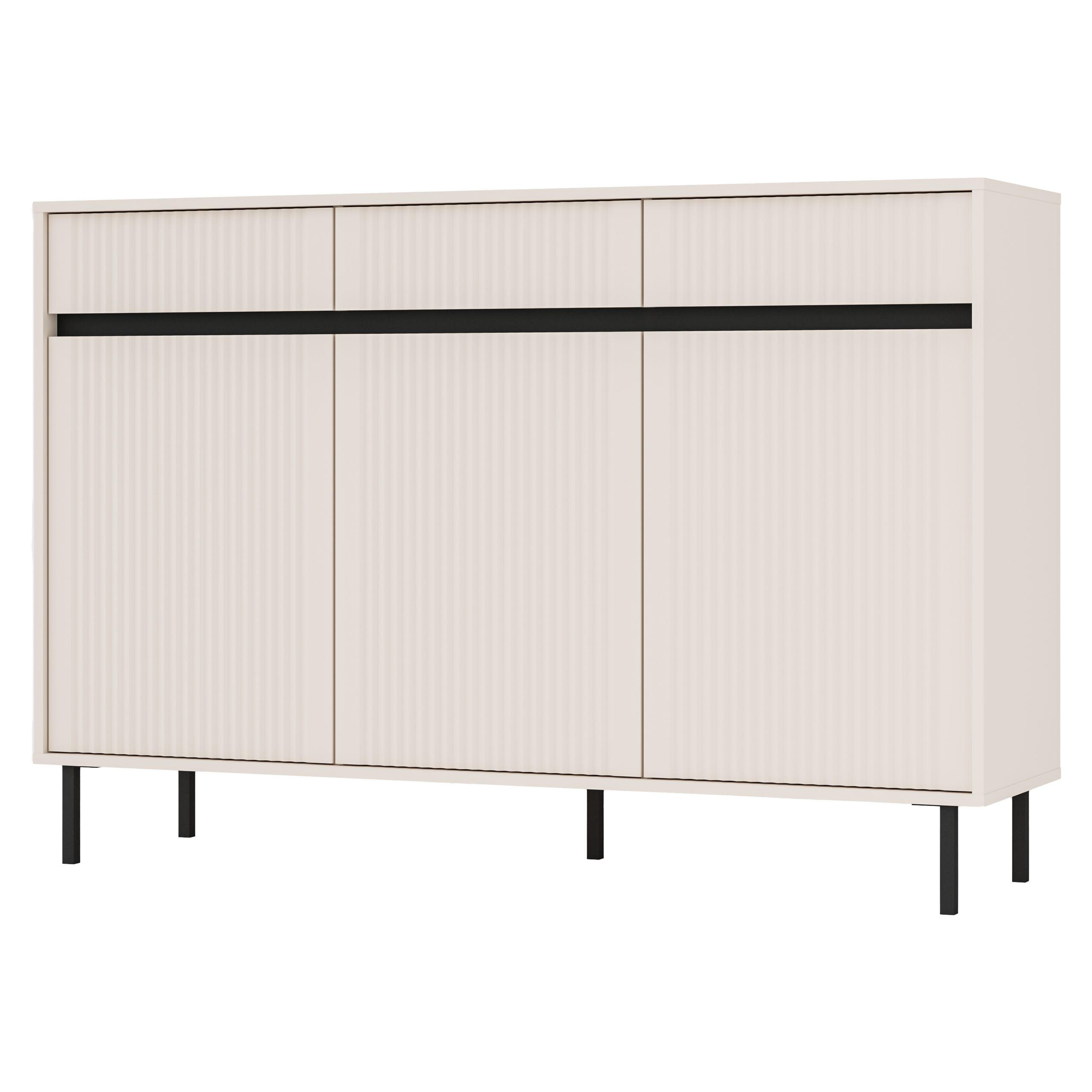 SIDEBOARD OSTIA 149/100/40 cm mit 3 Schubladen 3 Türen Beige - Beige, Holzwerkstoff (149/100/40cm) - MASSENO