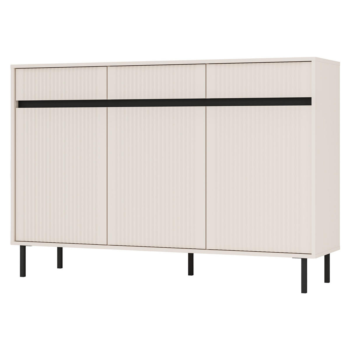 SIDEBOARD OSTIA 149/100/40 cm mit 3 Schubladen 3 Türen Beige - Beige, Holzwerkstoff (149/100/40cm) - MASSENO