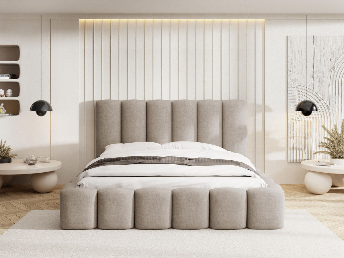 POLSTERBETT Serenity mit Bettkasten & Lattenrost in Beige Chenille 200 x 200 cm - Beige/Birkefarben, Holzwerkstoff/Kunststoff (200/200cm) - WFL GROUP
