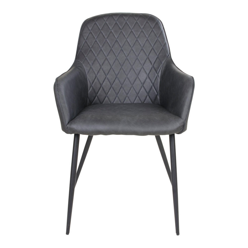 ARMLEHNSTUHL 2er-Set dunkelgrau Kunstleder - Grau, Holzwerkstoff (65/87/57cm) - ebuy24