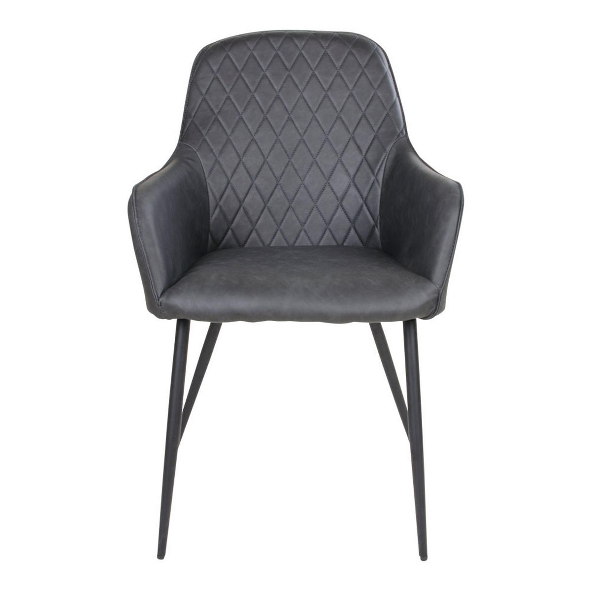 ARMLEHNSTUHL 2er-Set dunkelgrau Kunstleder - Grau, Holzwerkstoff (65/87/57cm) - ebuy24