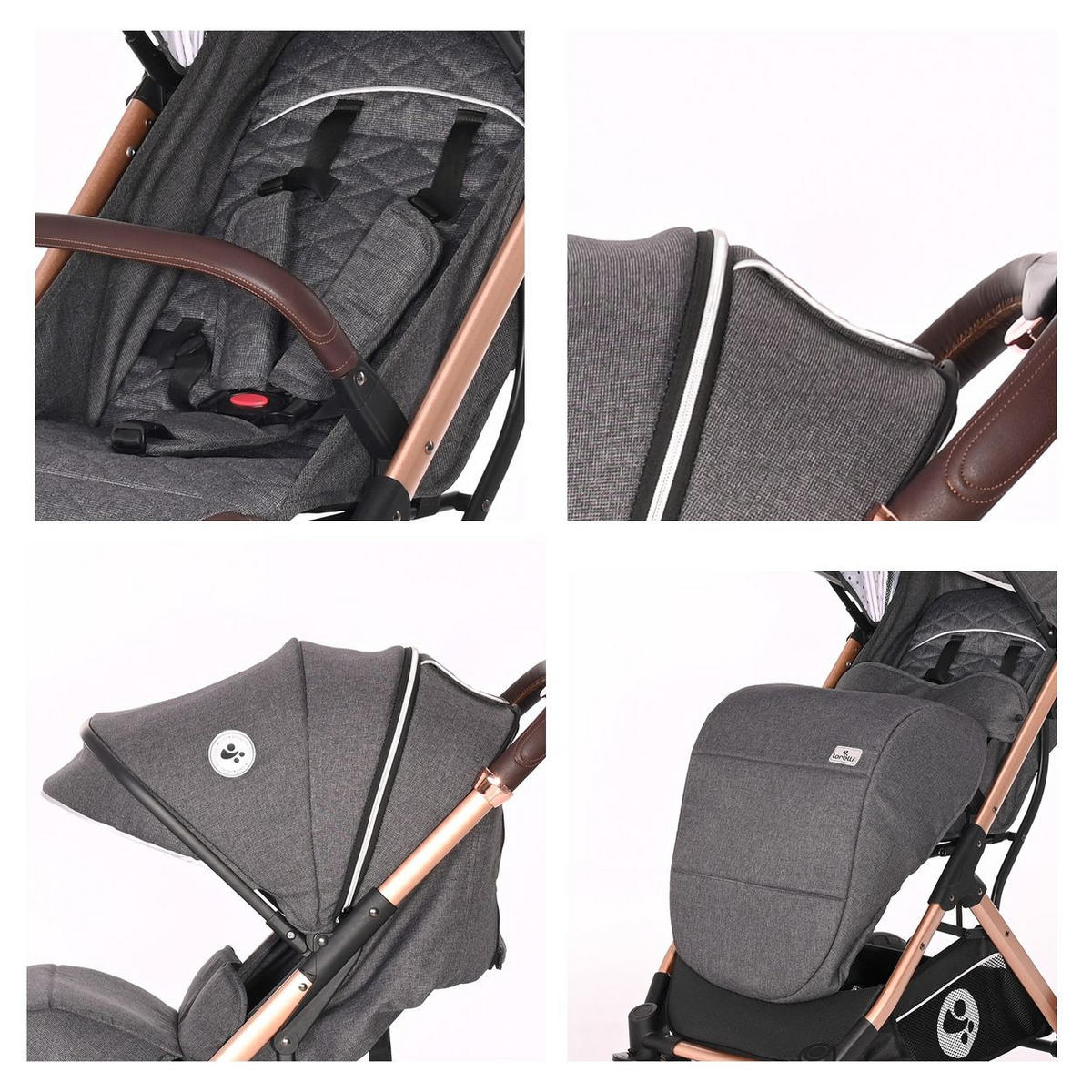 KINDERWAGEN Storm grau/schwarz Buggy, Fußabdeckung, PU-Räder, Sonnendach, verstellbar - Schwarz, Metall (90/54/109cm) - Lorelli